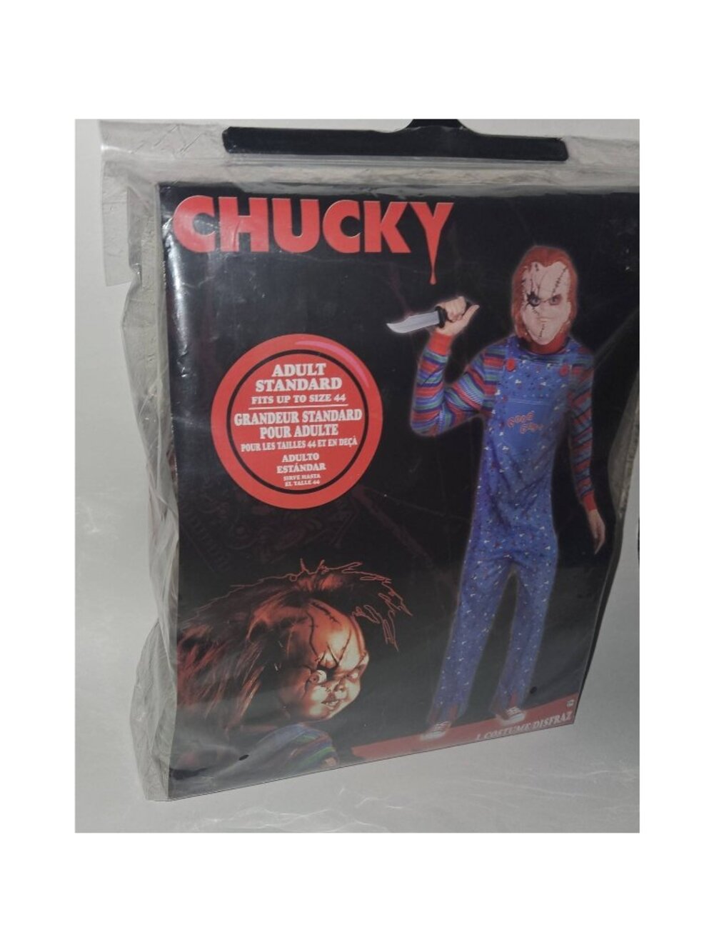 Chucky Halloween Costume 2-Piece Men's OS Standard Up To Size 44 Jumpsuit Mask